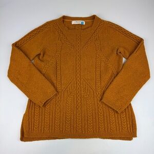 Anthropologie Sparrow Womens Size M Cable Knit Sweater Rust Orange